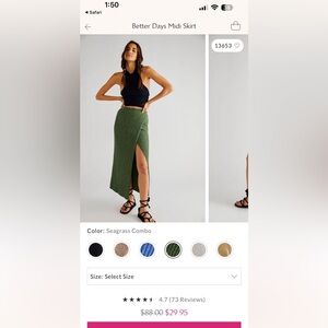 NWOT- Maroon Free People “Better Days Midi Skirt”. Size M.